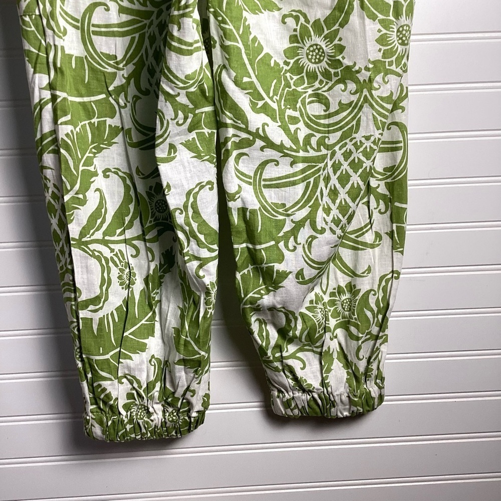 Rachel Zoe NWT Leafy Green and White print Linen Blend Joggers Size XS - Picture 6 of 12